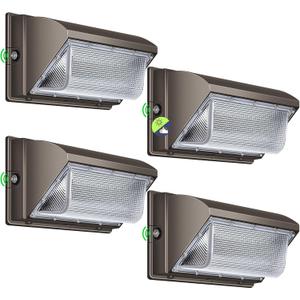 LED Wall Pack Light 500W Equivalent 18000LM LED Flood Security Light Dusk to Dawn Photocell 5000K 120W 100-277V Outdoor Wall Mount Lighting Commericial IP65 Waterproof for Yard Garage 4 Pack