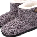 Parlovable Women's Bootie Slippers Warm Knit Plush Lining Boots Comfortable Memory Foam Slip-on Comfy House Shoes Breathable Indoor Winter (5-6, Purple)