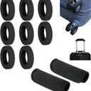 8-Pack Black Luggage Wheel Covers (Fits 2"-2.4" Double Wheels) & 2-Pack Black Handle Wraps - Silicone Tire-Textured Wheel Protectors, Wet-Suit Material Handle Grips for Travel