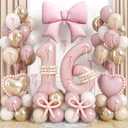 Pink Sweet 16 Number Balloon, 16th Birthday Decorations for Girls Dusty Blush Pink Gold White Sand Latex Balloons Bow Heart Foil Balloon for Boho Sixteen 16 Year Old Birthday Anniversary Party Decor