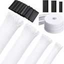 Tatuo 65.6 ft Expandable Braided Cable Sleeve Multi Size Braided Wire Sleeve with 120 Pcs Heat Shrink Tubing for Television Audio Computer Cables Video Pets,1/4 in,2/5 in,1/2 in,3/4 in (White)