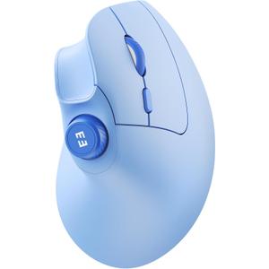 seenda Ergonomic Mouse Wireless, MOU-302 Bluetooth Vertical Mouse Rechargeable, Volume Knob, Quiet Mice with 1000/1600/2400 DPI, 3 Multi-Device Connectivity for Computer/PC/Laptop/Mac, Blue
