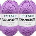 Estako Star-Worsted Yarn - (4 Skeins Pack) - 75% Acrylic 25% Wool - Soft Medium Weight #4 - (4 x 3.52 oz / 4 x 186 yds) - Crochet & Knitting Yarn (46076 - Lilac)