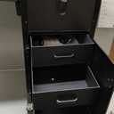 Rolling Portable Manicure Table with 3 Drawers, Lockable Makeup Train Case with Mirror & Nail Polish Organizer, Foldable Nail Desk with Wheels & Handle for Mobile Nail Techs & Salon Use, Black