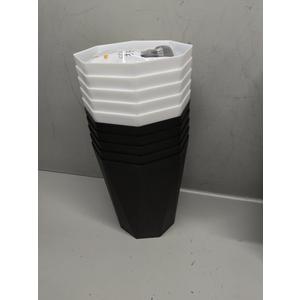 Krijuess 10Pack Office Trash Can with 375 Counts/ 25Rolls Trash Bags, 1.8 Gallons Small Trash Can Bulk for Bathroom, Small Bathroom Garbage Can for Bathroom, Bedroom, Office, Kitchen (5White, 5Black)