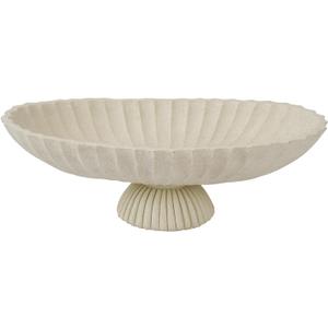 14.5" Large Decorative Long Bowl decor - Fluted Scalloped Decorative Bowls for Home Decor - Ruffle Decor,Stylish Key Bowl for Entry Table,Decorative Fruit Bowls for Kitchen Counter,Light Gray