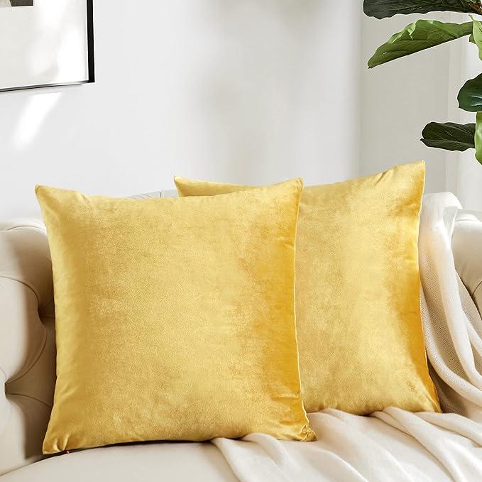 Decorative Throw Pillow Covers Velvet Soft Yellow 2 Pack 50" x 50" Decorative Throw Pillow Covers Velvet Soft Yellow 2 Pack 50" x 50"