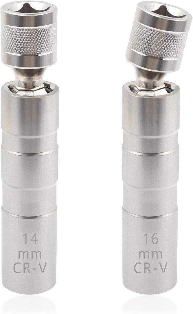 Salior 16mm&14mm Spark Plug Socket,Thin Wall 12 Points 3/8" Drive Spark Plug Removal Tool Compatible with BMW Nissan More Car,CRV Steel Magnetic Spark Plug Socket Set Car Tools (14mm+16mm)