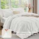JOLLYVOGUE Queen Comforter Set 7 Pieces - Bed in a Bag Queen for All Season, Pintuck Bedding Comforter Sets with Comforter, Flat Sheet, Fitted Sheet and Pillowcases & Shams, White