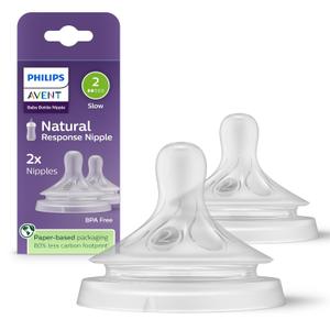Philips Avent Natural Baby Bottle Nipple, Newborn 0M+, 2pk, SCF651/23
