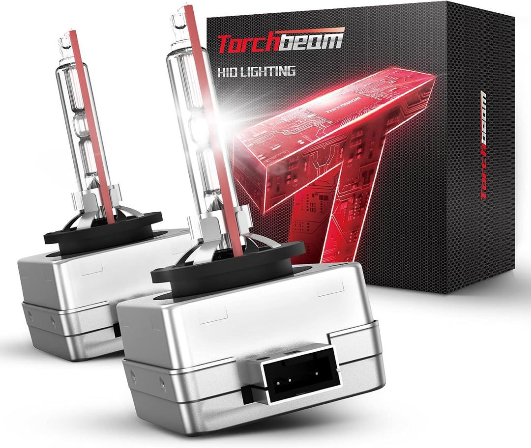 Torchbeam D1S HID Bulbs, 6000K Cool White, 300% Lighting Distance, Xenon Bulb, IP67 Design for Replace 66144 66140 85140 85415 85415C1, Pack of 2