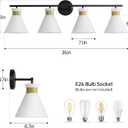 Bathroom Vanity Light Fixtures: 4-Light Mid Century Modern Vanity Lights for Bathroom Over Mirror, Black and Gold Wall Sconce Lighting with Frosted Milky Glass for Bath Bedroom