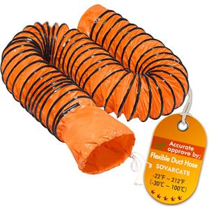 Flexible Duct Hose 8 Inch 25 Feet PVC Ducting Hose Flame Retardant with Adjustable Rope and D-Ring for Utility Blower Exhaust Fan