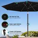 AreShark 9FT Patio Umbrella with Solar Lights, 32 Lighted Pool Umbrella w/Tilt and Crank, Outdoor Market Solar Umbrellas for Garden, Deck, Backyard, Pool and Beach, Black