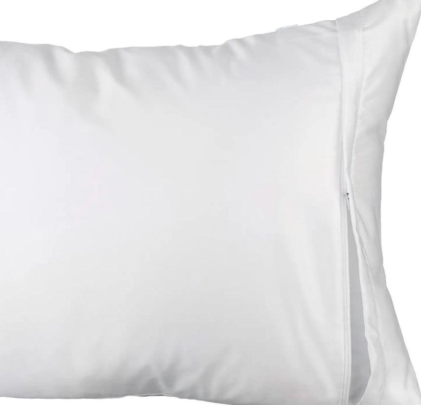 White Classic Luxury Hotel Collection Zippered Style Pillow Cover, 200 Thread Count, Soft Quiet Zippered Pillow Protectors, Standard Size, Set of 2 Pillow Shams