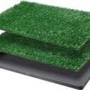 LOOBANI Dog Grass Pad with Tray Large Dog Litter Box, Indoor Potty for Apartment and Patio Training, with 2 Packs Fake Grass Pee Pads for Replacement (Tray Potty 23.6 * 35.5inch)