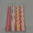 Nuanchu 4 Pcs Twisted Taper Candles Wax Unscented Smokeless Spiral Swirl Candlesticks for Wedding Holiday Dinner Party Home Decorations(7.87 Inch,Pure,Pink)