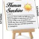 Inspirational Desk Decor Sunshine Gifts Human Sunshine Gift Human Sunshine Definition Wood Sign with Easel Home Office Shelf Table Desk Decor, Appreciation Gifts for Women Friends Men