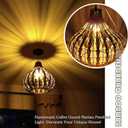 Bamboo Chandelier Handwoven Rattan Pendant Light Wicker Lamp Shade Ceiling Light Fixture Weave Hanging Light D13.8INCH, 12W 2700K Corn Bulb Included