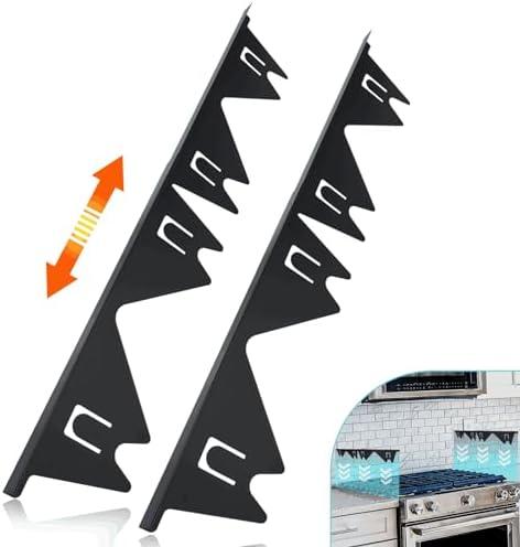 Stove Gap Covers Stainless Steel, 2 Pack Stove Gap Filler Easy Retractable Length 13.8" to 27.5", Width 0.79" ALMCALS Stove Gap Guards Range Trim Kit, Heat Resistant Guard Between Stove Top & Counter