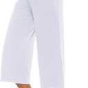 OYANUS Capris for Women Casual Summer Loose Comfy Drawstring Wide Leg Capri Pants with Pockets (White, M)