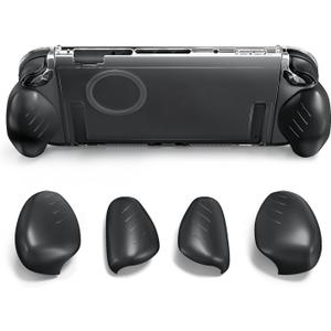 CloudValley Protective Case with Ergonomic Grips for Nintendo Switch 2 (2025) - Interchangeable Handheld Cover (S/M/L) for All Hand Sizes, Anti-Scratch & Accessories - Black