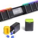 Weekly Pill Organizer Magnetic, Removable Pill Box 7 Day 1 Time a Day, Large Travel Pill Case, Week Once Daily Medication Dispenser, Medicine Container Holder for Supplement, Vitamin, Black