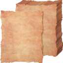 Harloon 100 Pcs Vintage Old Looking Cotton Watercolor Paper Cardstock Blank 200 GSM Thick Antiqued Deckle Edge Virgin Paper for Drawing Writing Printing Invitations Greeting (8.5x11 Inch)