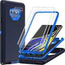 for Samsung Galaxy Note 9 Case with 2Pcs Self Healing Flexible TPU Screen Protector & Camera Lens Protector, 3 in 1 Heavy Duty Shockproof/Drop Proof/Dust Proof Case (Navy Blue)