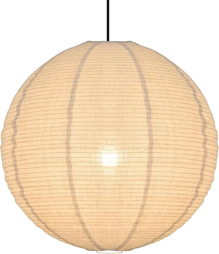 20X20inch Large Hanging Lamp Shade Round Linen Pendant Lamp Shade Minimalist Can replace Hanging Lampshade White Paper Lanterns Handmade Fabric Linen Lantern Lights Covers for Living Room Bedrooms