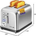 RAMJOY Toaster 2 Slice, Extra Wide Slot Toaster for Bagels, Bread, Waffles, 7 Shade Settings, 4 Main Functions, Removable Crumb Tray, 900 Watts Toasters, Brushed Stainless Steel