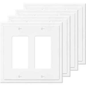 2-Gang Modern Edge Decorative Wall Plate Cover Switch Outlet Double Decorator Electrical Faceplate for Light Switches, Smart Switch, GFC, ReceptacleI, Dimmers, USB Outlet (4 Pack, Double Decorator)