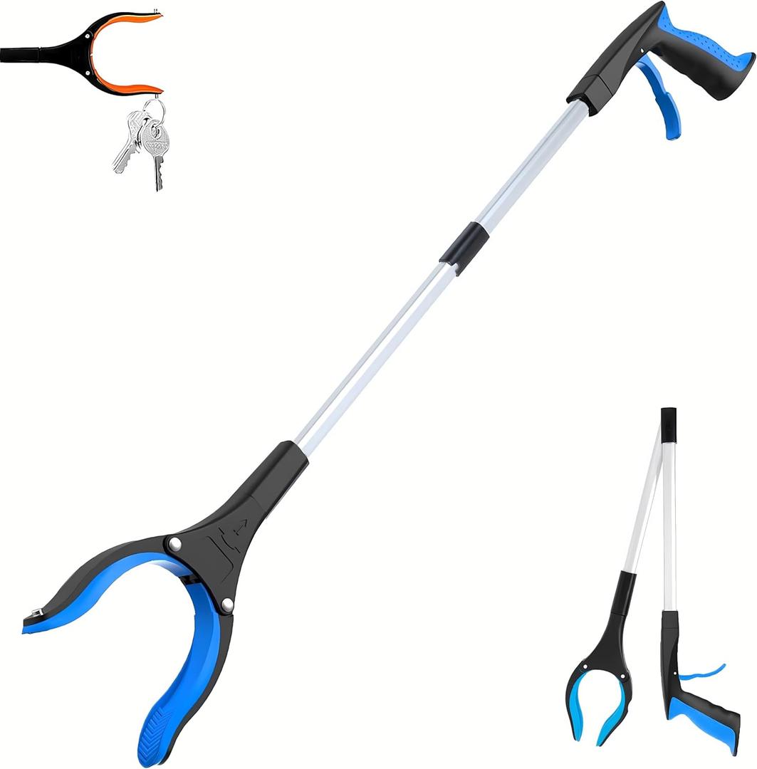 Grabber Reacher Tool - 32 Extra Long Foldable Gripper and Reaching Tool - Heavy Duty Pick Up Stick Grabbers for Seniors, Trash, Surgery Recovery Must Haves Gifts (Blue)