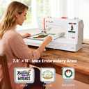 PooLin EOC06 Embroidery Machine,11"x7.9",7.9"x7.9",5.5"x5.5" Embroidery Area,Computerized Embroidery Machine for Beginners Gifts,7" Touchscreen,200 Built-in Designs,USB & Wireless