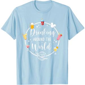 Drinking Around The World T-Shirt, Baby Blue, L