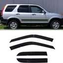 Puermto 94459 Side Window Wind Deflector, 4pcs Out-Channel Tape-On Nice Rain Guards Set, Dark Smoke Window Visor fit for 2002-2006 Honda CR-V