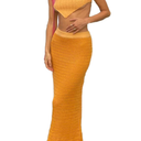 VOIKERDR Crochet Maxi Skirt Sets Women 2 Piece Outfits Sleeveless Vest and Skirt Beach Vacation Clothes M