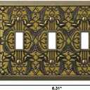 Amerelle Filigree Triple Toggle Cast Metal Wallplate in Antique Brass
