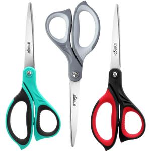 LIVINGO 8.5" Scissors All Purpose, 3 Pack Ultra Sharp Blade Shears, Professional Ergonomic Comfort Grip Scissors for Office School Home Supplies Fabric Sewing DIY Cutting General Use