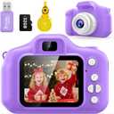 Kids Camera for Girls, 1080P HD Digital Camera with 32GB SD Card, 8MP Sky Purple Camera Toy for 3-12 Year Old Girls, Birthday Gift with 6 Filters, 20 Frames Video (Light Purple)