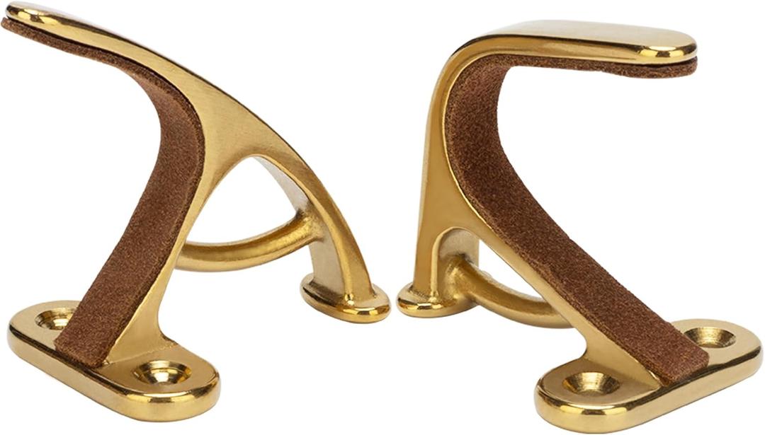 Gun Rack Wall Mount Horizontal Gun Display Wall Mount, Heavy Duty Gun Hooks for Rifle/Shotgun/Pistol Storage, Gun Hanger with Felt Padding, Gold, 1 Pair