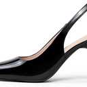 GENSHUO Women's Slingback Kitten Heel Pointed Closed Toe Stiletto Pumps Slip on Elastic Strap Wedding Party Dress Sandals Shoes, Size 7.5