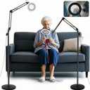 10X Magnifying Floor Lamp, 3-in-1 Hands Free Magnifying Glass with Light and Stand, 2 Color Modes with Clamp for Esthetician Facials, Close Work, Reading