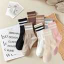 Womens Vintage Cotton Cozy Crew Socks,Striped Athletic Casual Socks for Women 8 Pairs,Gifts Box