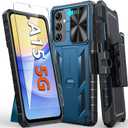 FNTCASE for Samsung Galaxy A15-5G Case: Rugged Protective Phone Cases with Kickstand & Holster | Military Grade Shockproof Protection Sturdy Heavy Duty Drop Proof Hard Covers 6.5 inch Blue