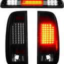 LED Tail Light Assembly + 3rd Brake Light Fit for F250 F350 F450 F550 Super Duty 1999-2007 (Only Fits Styleside/Fleetside Models, DO NOT Fit Flareside/Stepside Models) 3 Pcs, Smoke Lens