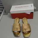 Women's Block Kitten Heels Slide Mule Sandals Square Open Toe Shoes (7, Gold)