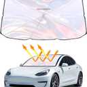 helloleiboo 5  Car Windshield Sun Shade Umbrella,Colorful 360Rotating Foldable Windshield Sun Shade Front Window Reflective Polyester Blocks Heat and Sun Sun Shade for Cars SUV (55 * 31 inches)