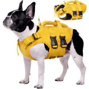 Kuoser Dog Life Jacket High Flotation, Reflective Dogs Life Vest for Swimming Boating, Adjustable Small Medium Large Dog lifejacket, Lightweight Dogs Life Preserver Rescue Handle Spring Summer Pool (Small (Chest Girth:16.9-21.3''), YellowNew)