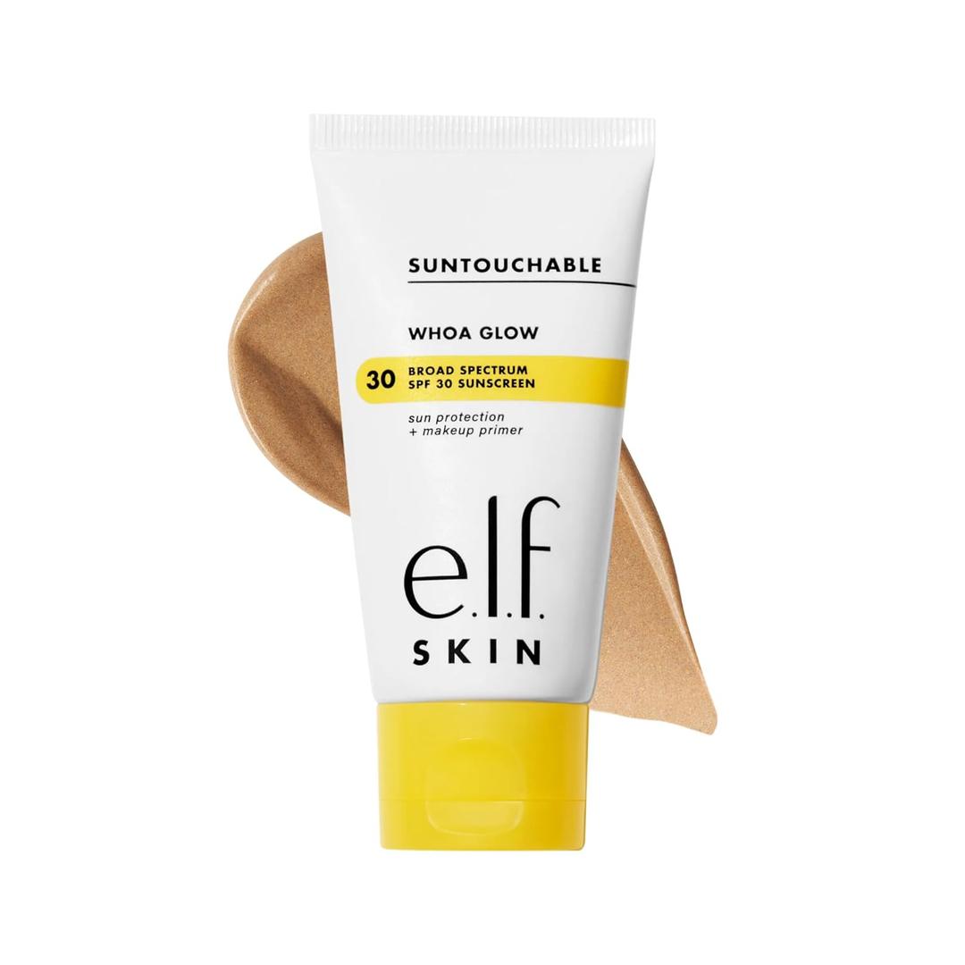 e.l.f. SKIN Suntouchable Whoa Glow SPF 30, Sunscreen & Makeup Primer For A Glowy Finish, Made With Hyaluronic Acid, Vegan & Cruelty-Free  Sunburst (1.69 Fl Oz (Pack of 1))